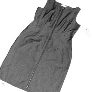 CALVIN KLEIN DARK GRAY ZIP FRONT SLEEVELESS DRESS. SZ 12.